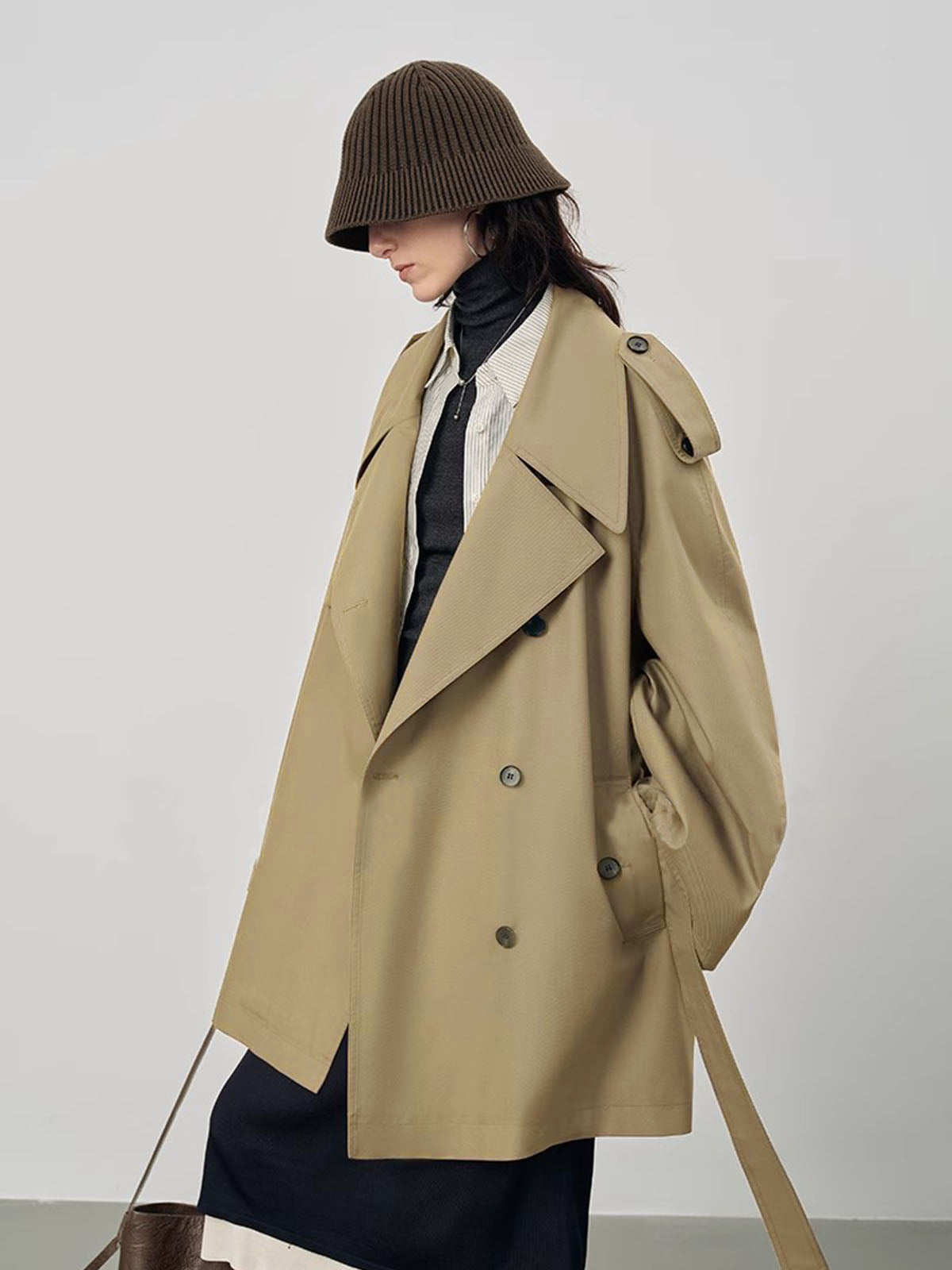 Trench coat oversized doppio petto beige