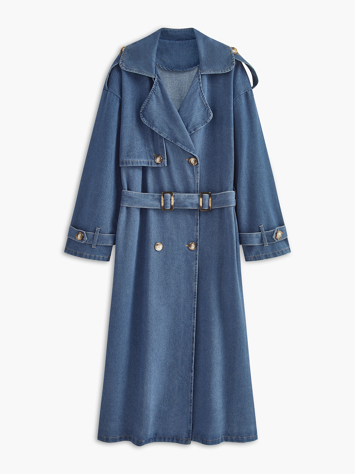 Trench Coat Denim Essenza | Doppio Petto | Fit Lungo con Cintura