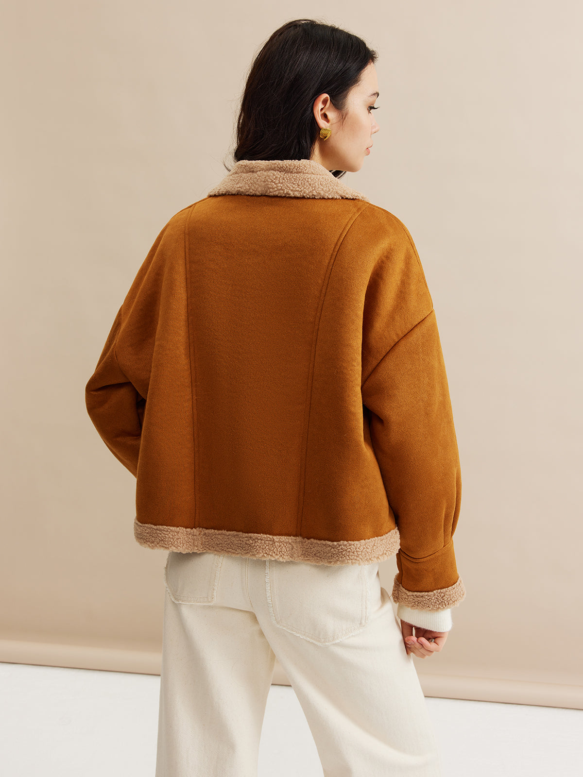 Giacca Essenza Camel a Contrasto | Collo Pieghevole | Finish in Tessuto Morbido