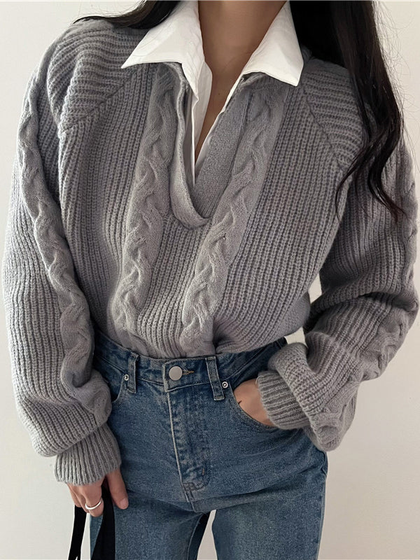 Maglione Cable Knit Scollo a V | Collo Ribassato | Fit Comodo