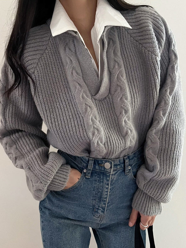 Maglione Cable Knit Scollo a V | Collo Ribassato | Fit Comodo