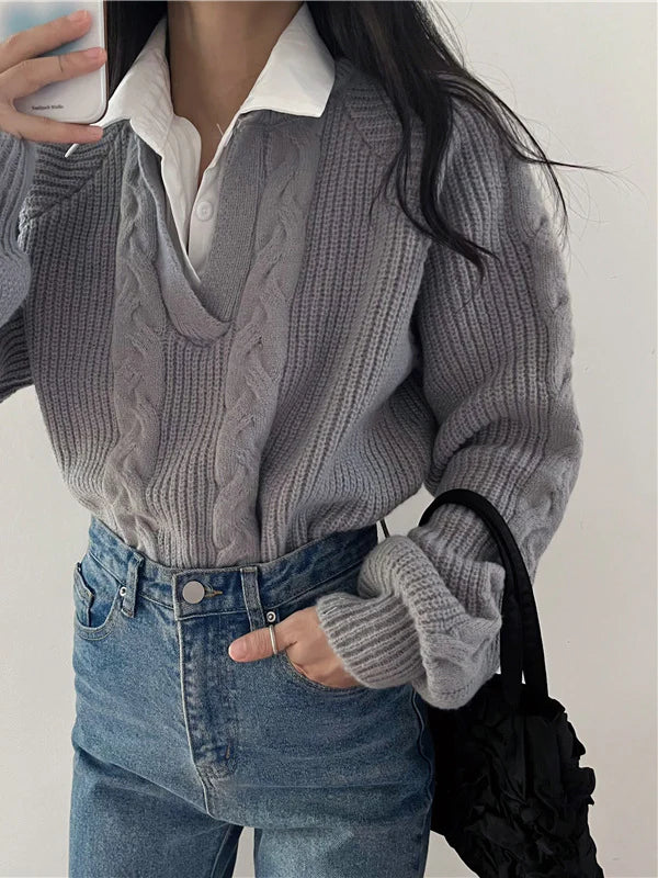 Maglione Cable Knit Scollo a V | Collo Ribassato | Fit Comodo