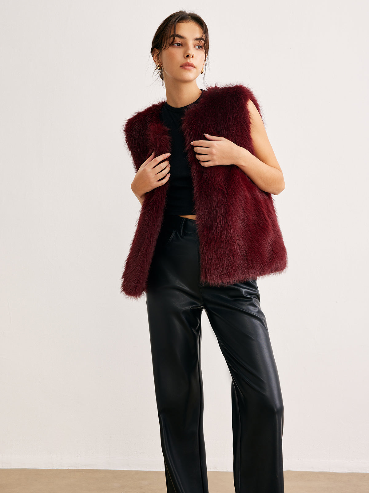 Gilet Pelliccia Sintetica | Bordeaux | Finish Morbido