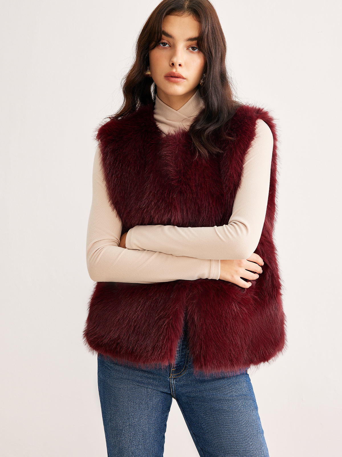 Gilet Pelliccia Sintetica | Bordeaux | Finish Morbido