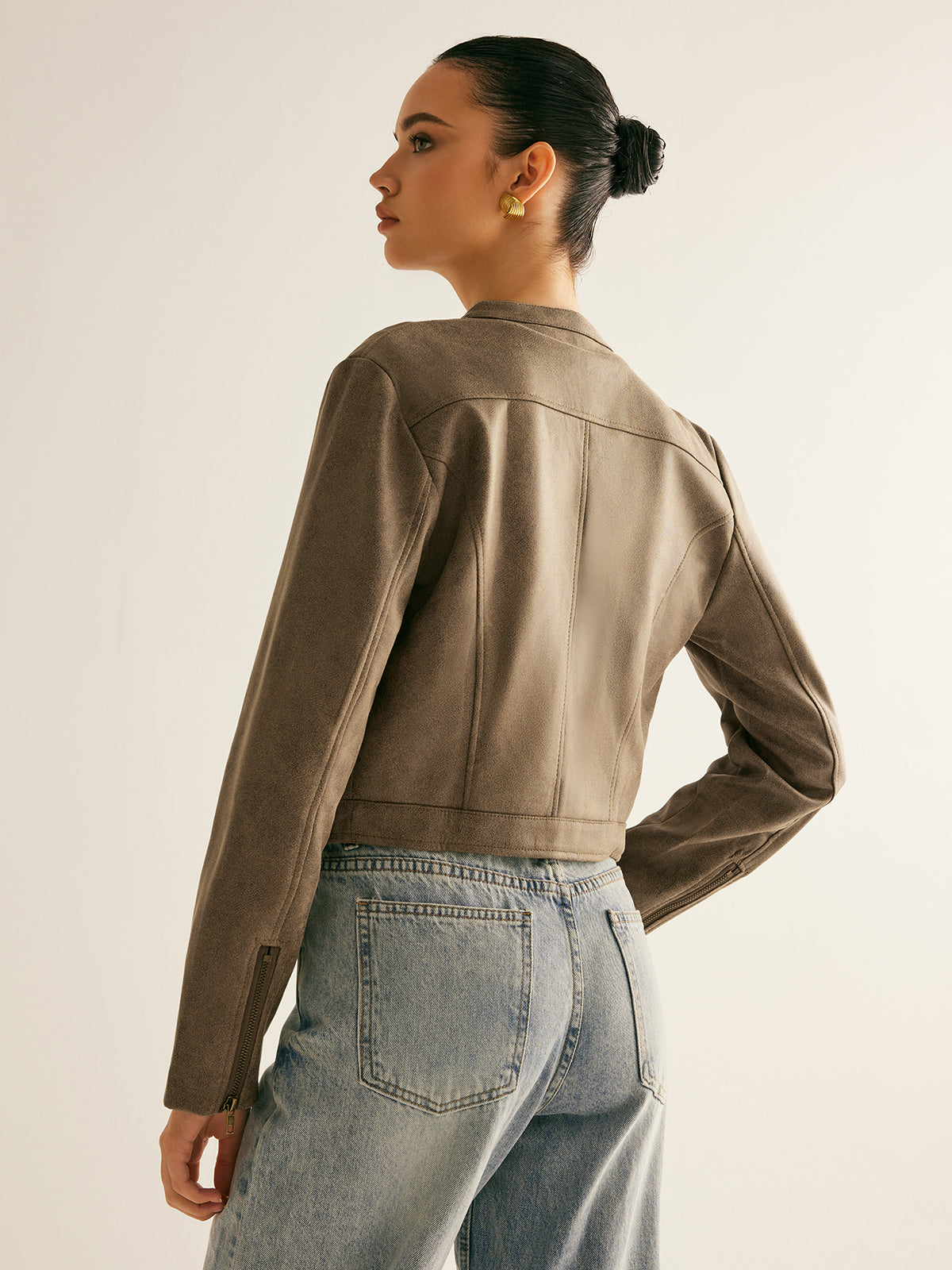 Giacca Cropped Effetto Suede | Stile Minimalista