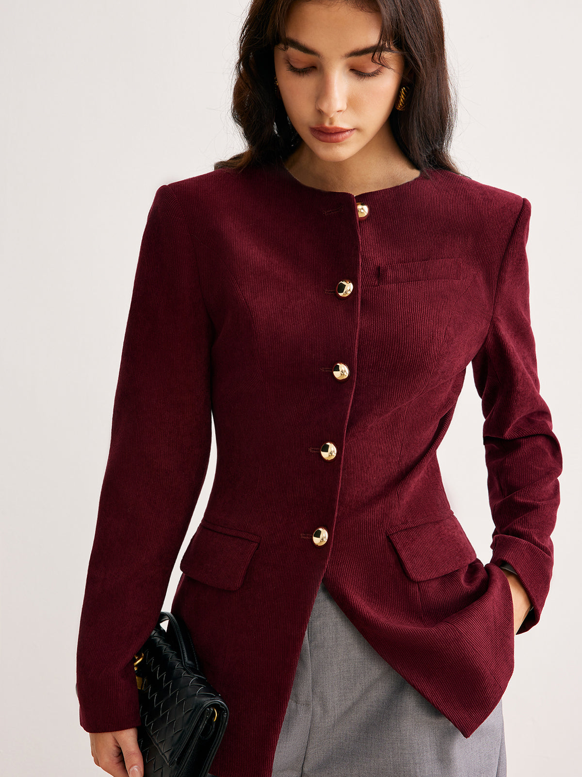 Blazer Fitted Burgundy | Bottoni Oro e Silhouette Strutturata