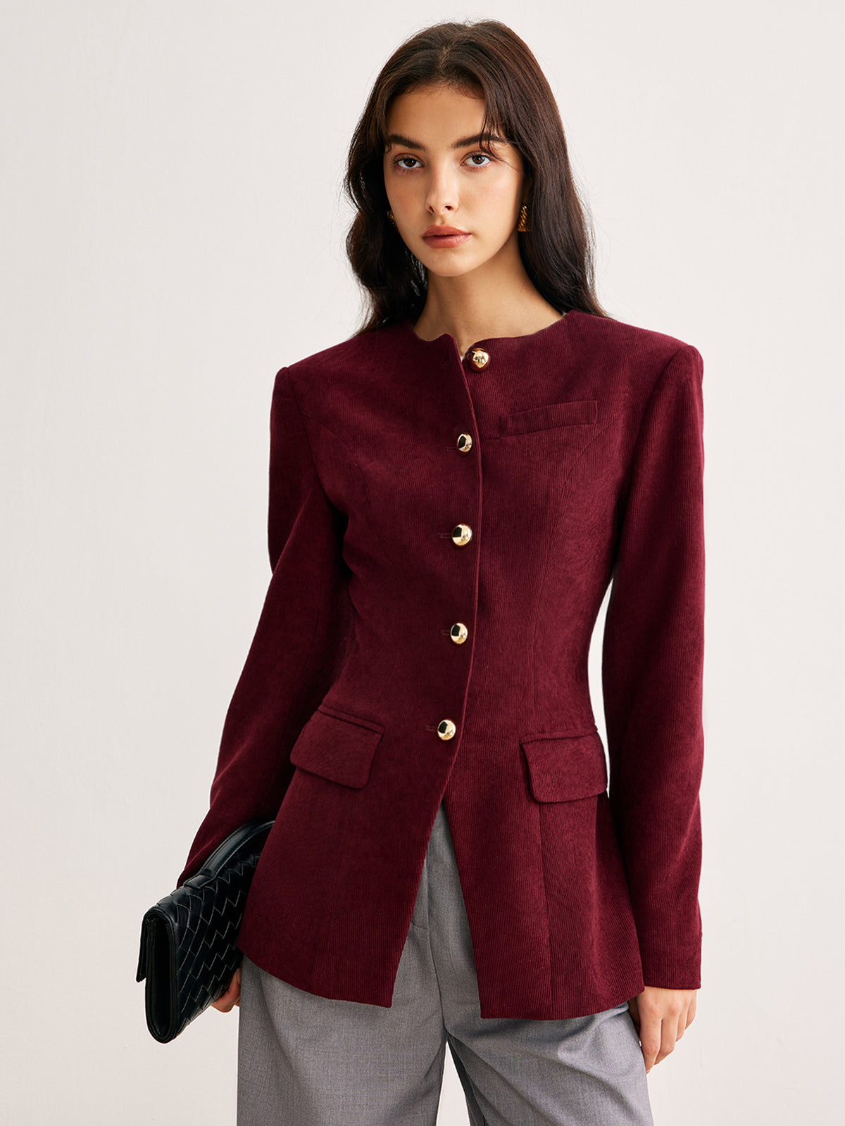 Blazer Fitted Burgundy | Bottoni Oro e Silhouette Strutturata