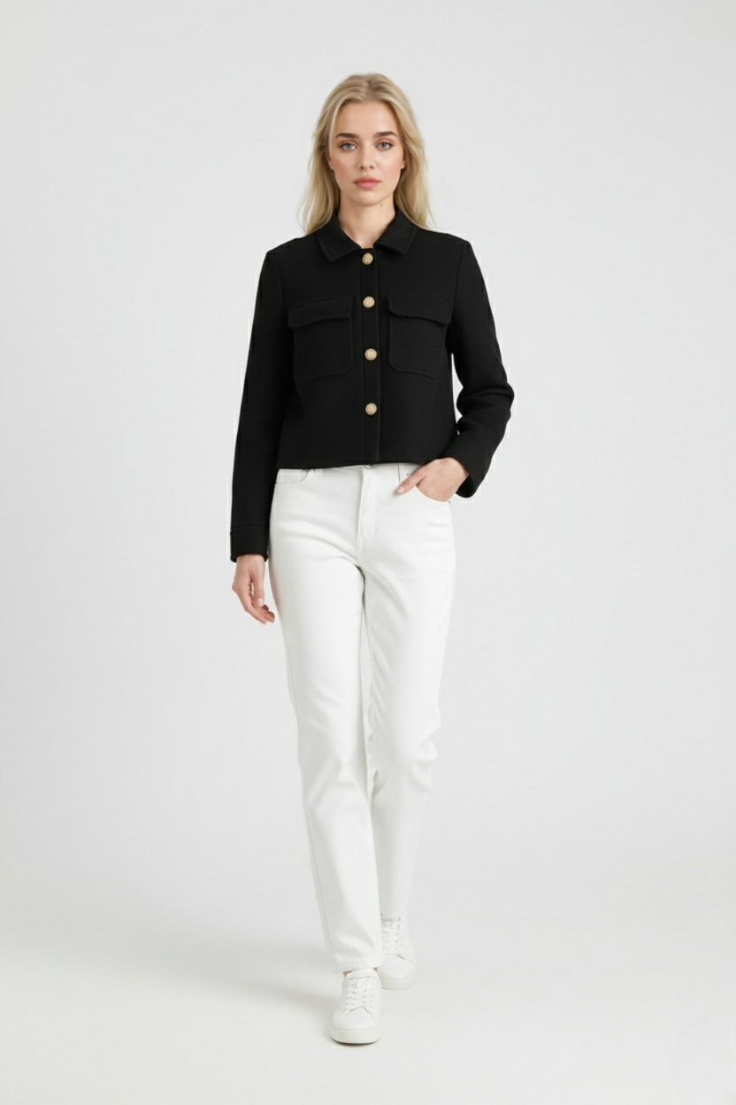 Giacca pocket con bottoni metallici nera
