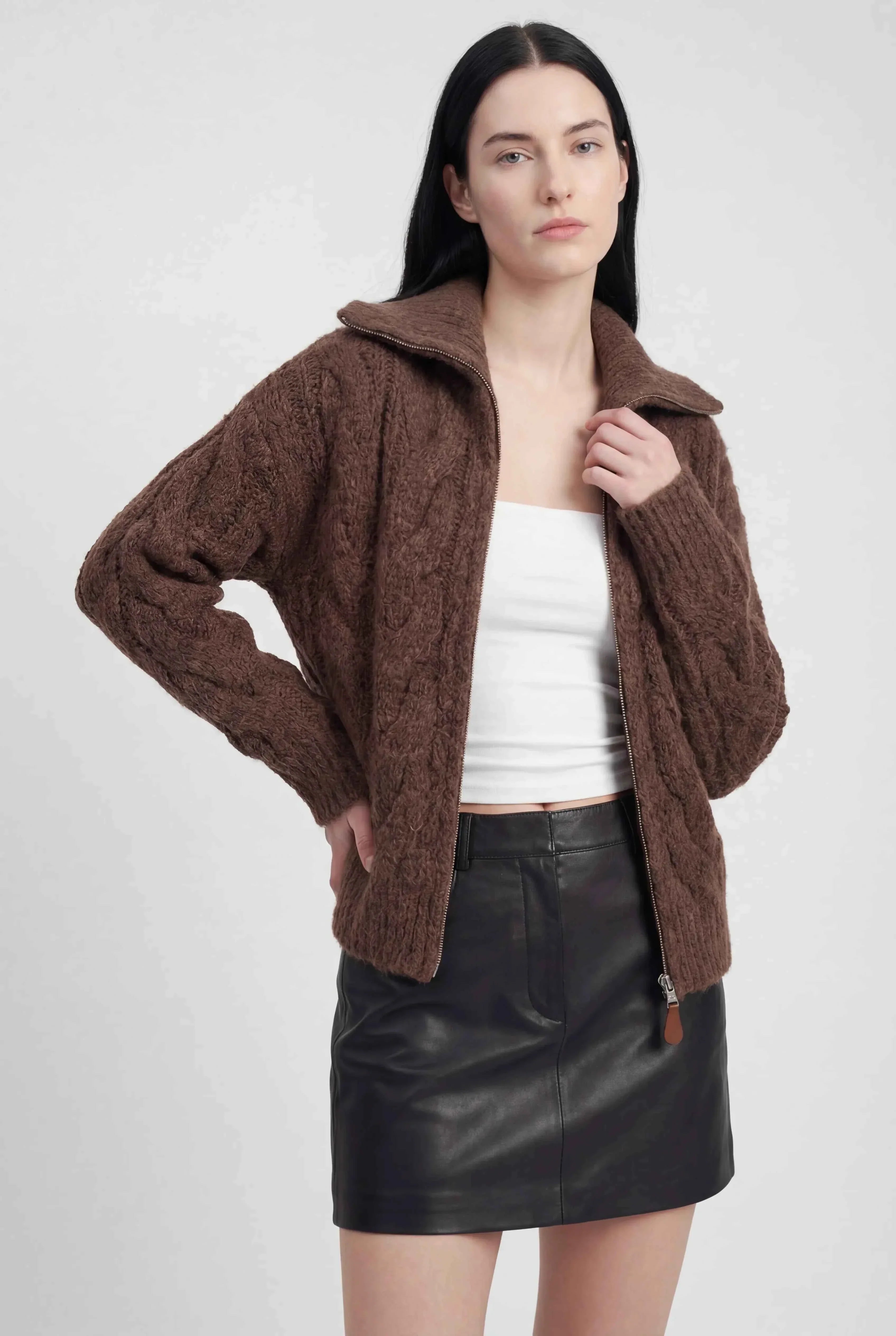 Cardigan Zip Essenza | Maglia Extra-Heavy | Collo Ribassato | Fit Comodo