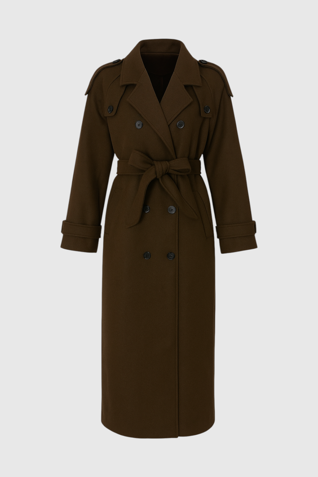 Cappotto Lungo Doppio Petto | Vita Con Cintura | Vestibilità Relaxed