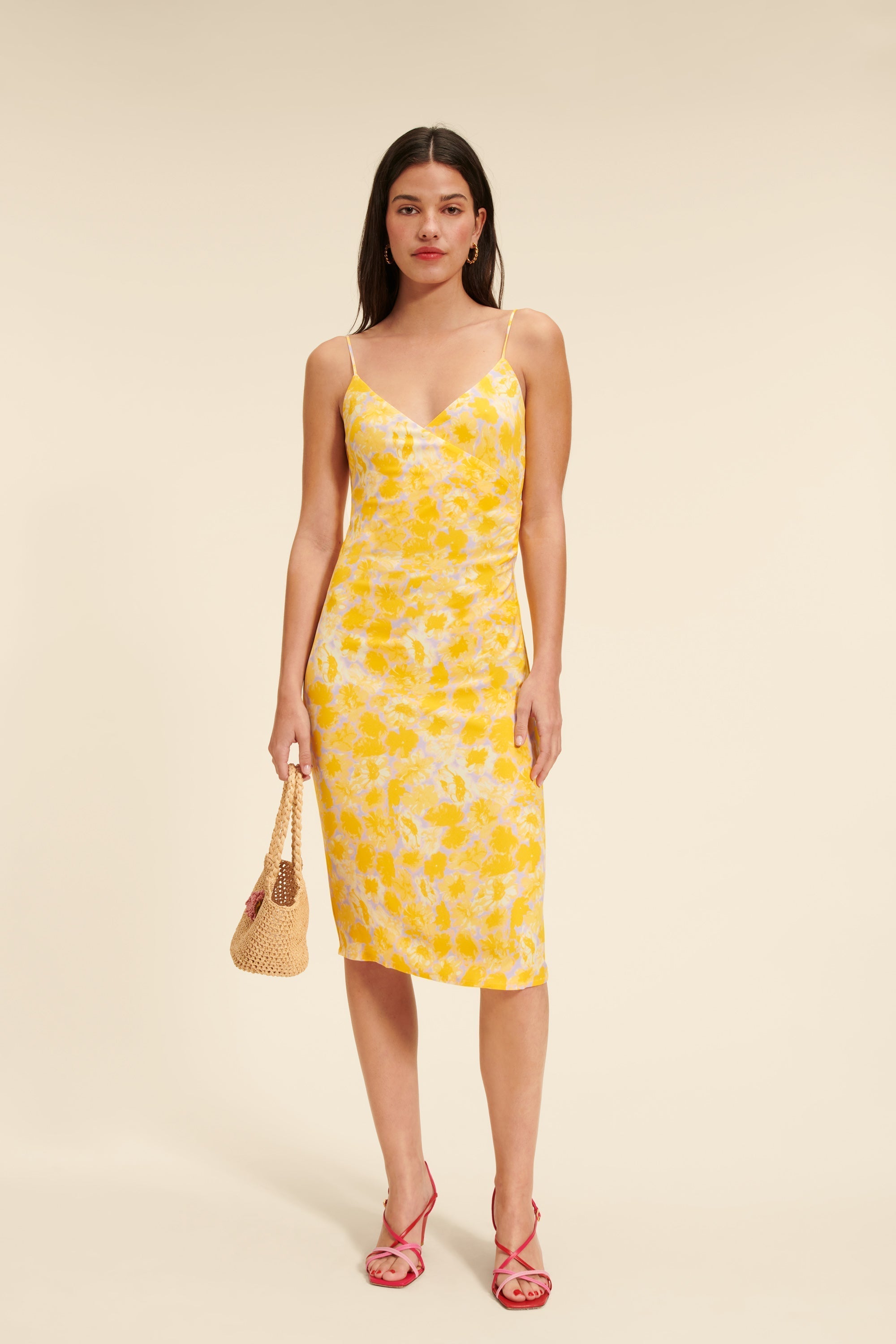 Abito Midi Floreale | Scollo a V | Viscosa Leggera