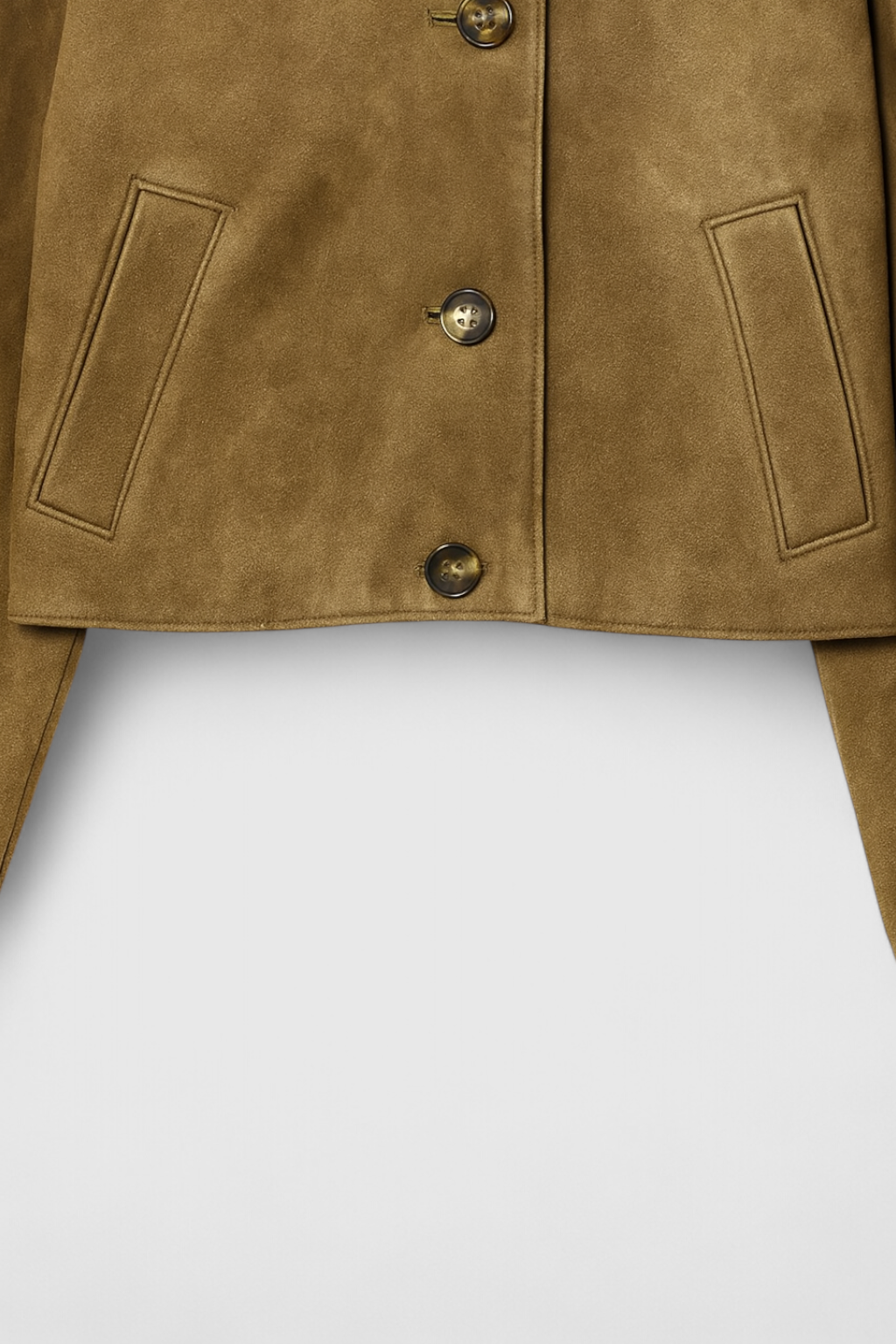 Giacca Cropped Effetto Suede | Bottoni Frontali Collo Ribassato Autunno Inverno