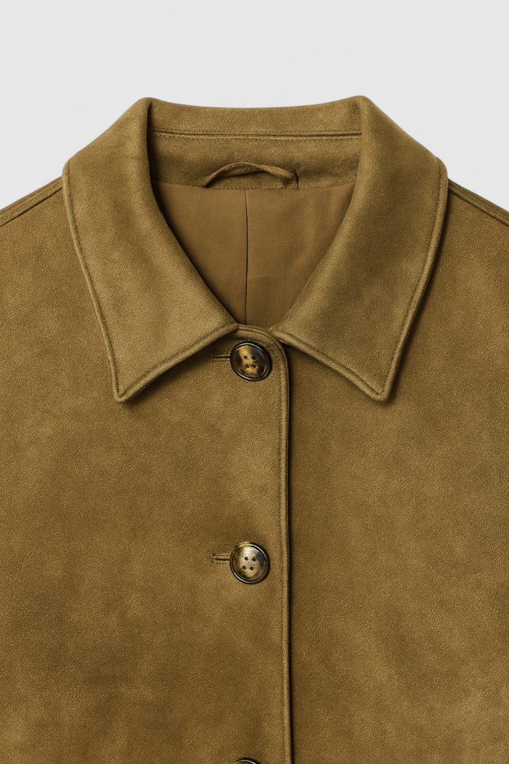 Giacca Cropped Effetto Suede | Bottoni Frontali Collo Ribassato Autunno Inverno
