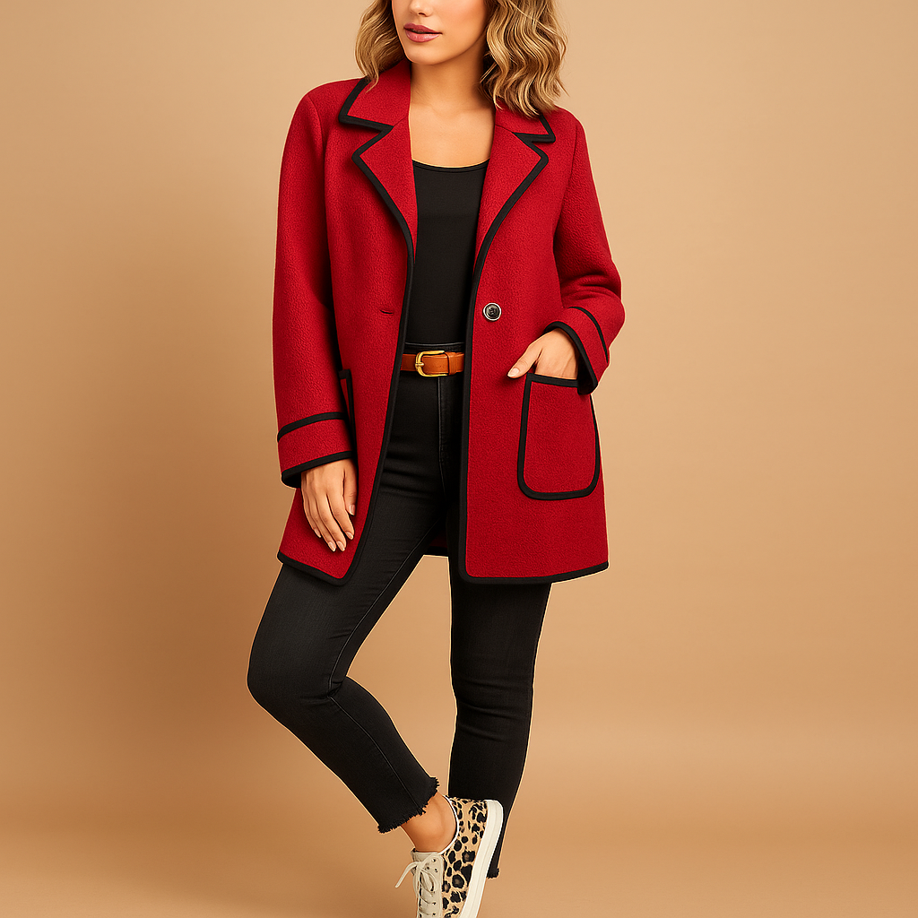 Blazer Lungo | Piping a Contrasto | Chiusura a Bottone Singolo