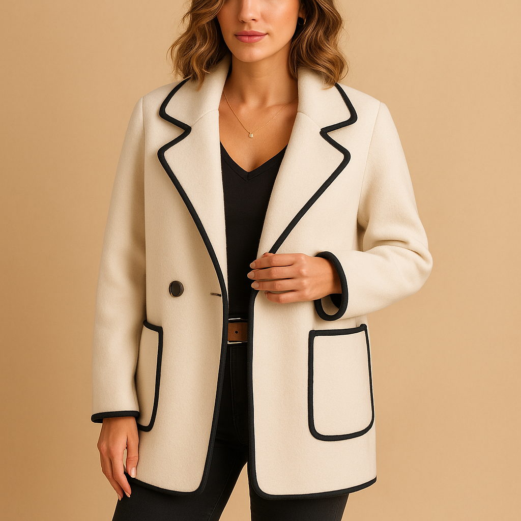 Blazer Lungo | Piping a Contrasto | Chiusura a Bottone Singolo