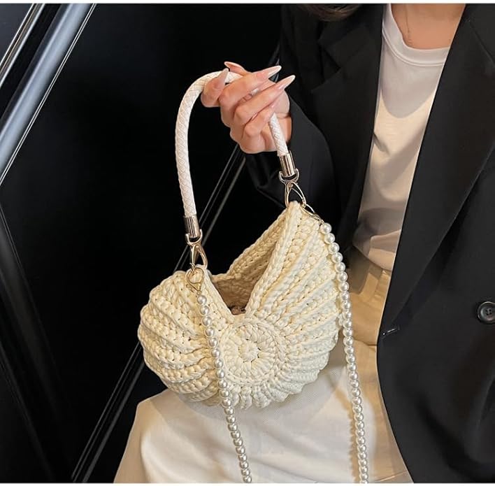 Borsa Maestria Crochet Shell | Dettaglio Perle Artigianale
