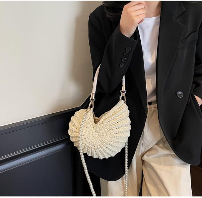 Borsa Maestria Crochet Shell | Dettaglio Perle Artigianale