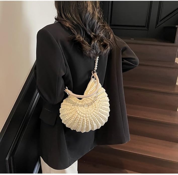 Borsa Maestria Crochet Shell | Dettaglio Perle Artigianale