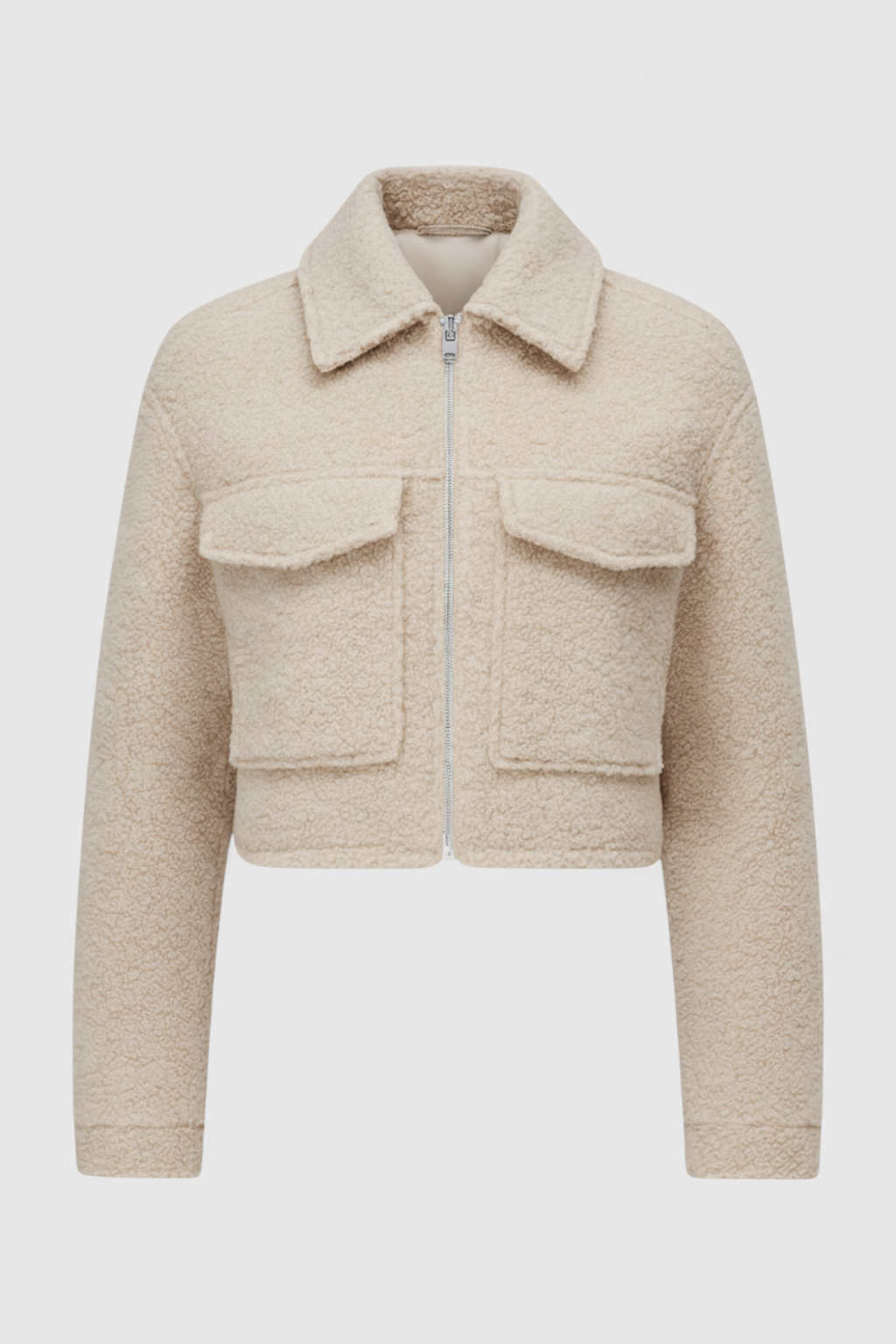Giacca Zip Tessurizzata | Cropped Fit, Collo, Dettaglio Tasche