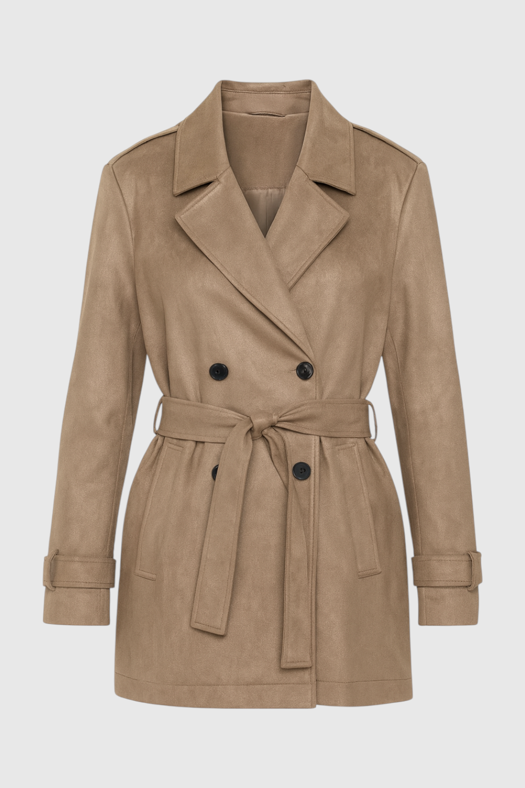 Giacca Trench con Cintura | Doppio Petto, Collo a Revers, Fit Regolare