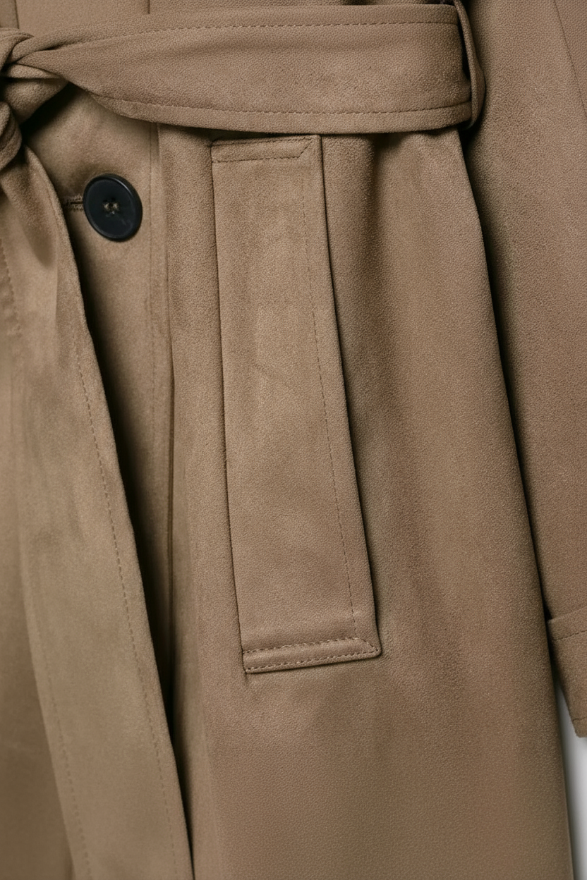 Giacca Trench con Cintura | Doppio Petto, Collo a Revers, Fit Regolare