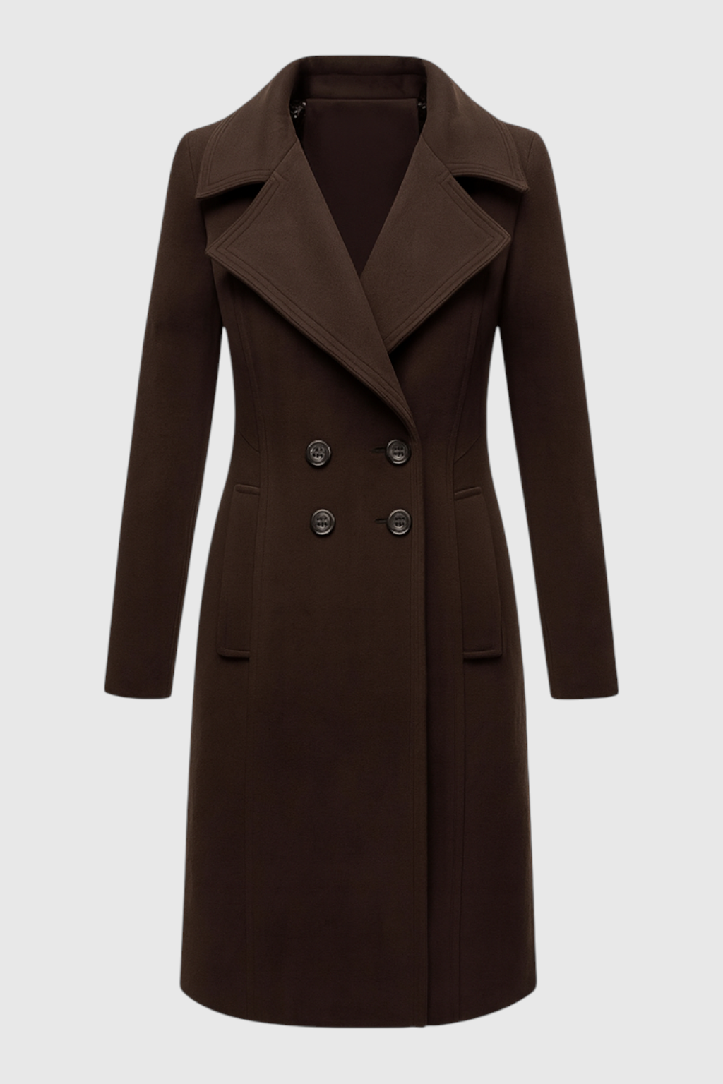 Cappotto Lungo Doppio Petto | Collo Ribassato | Vestibilità Larga