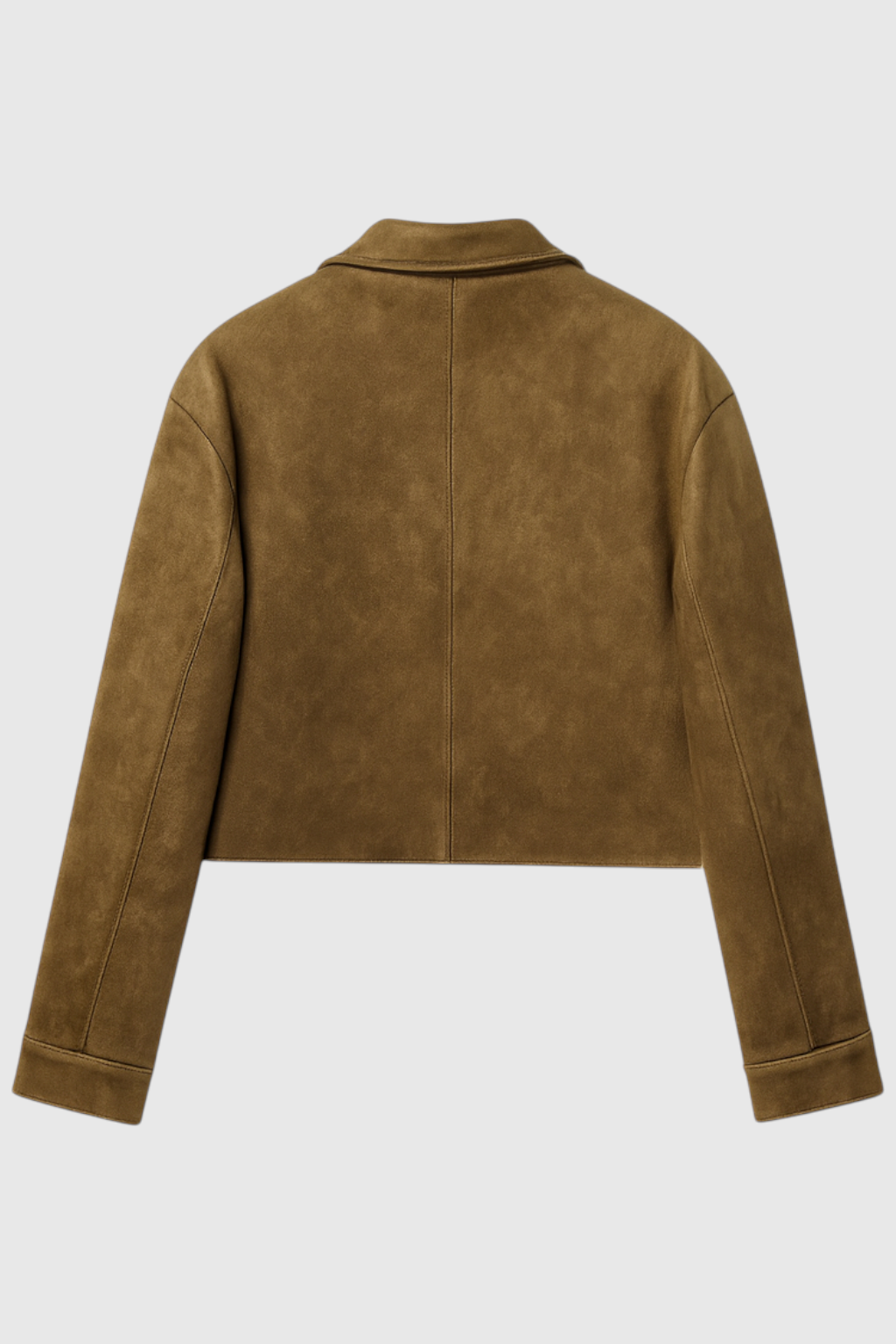 Giacca Cropped Effetto Suede | Bottoni, Collo a Punta