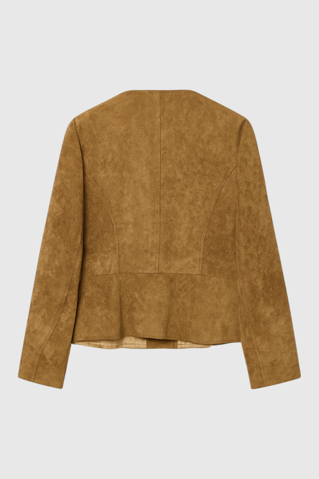 Giacca in Pelle Suede Effetto | Collo alla Coreana | Bottoni Frontali