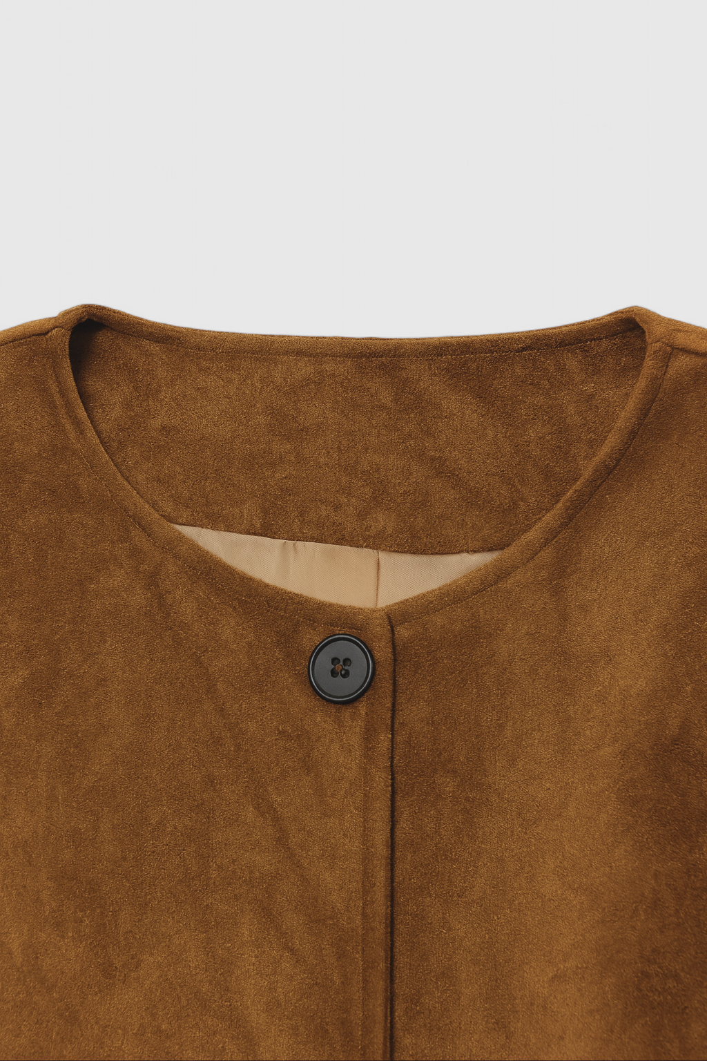 Giacca in Pelle Suede Effetto | Collo alla Coreana | Bottoni Frontali