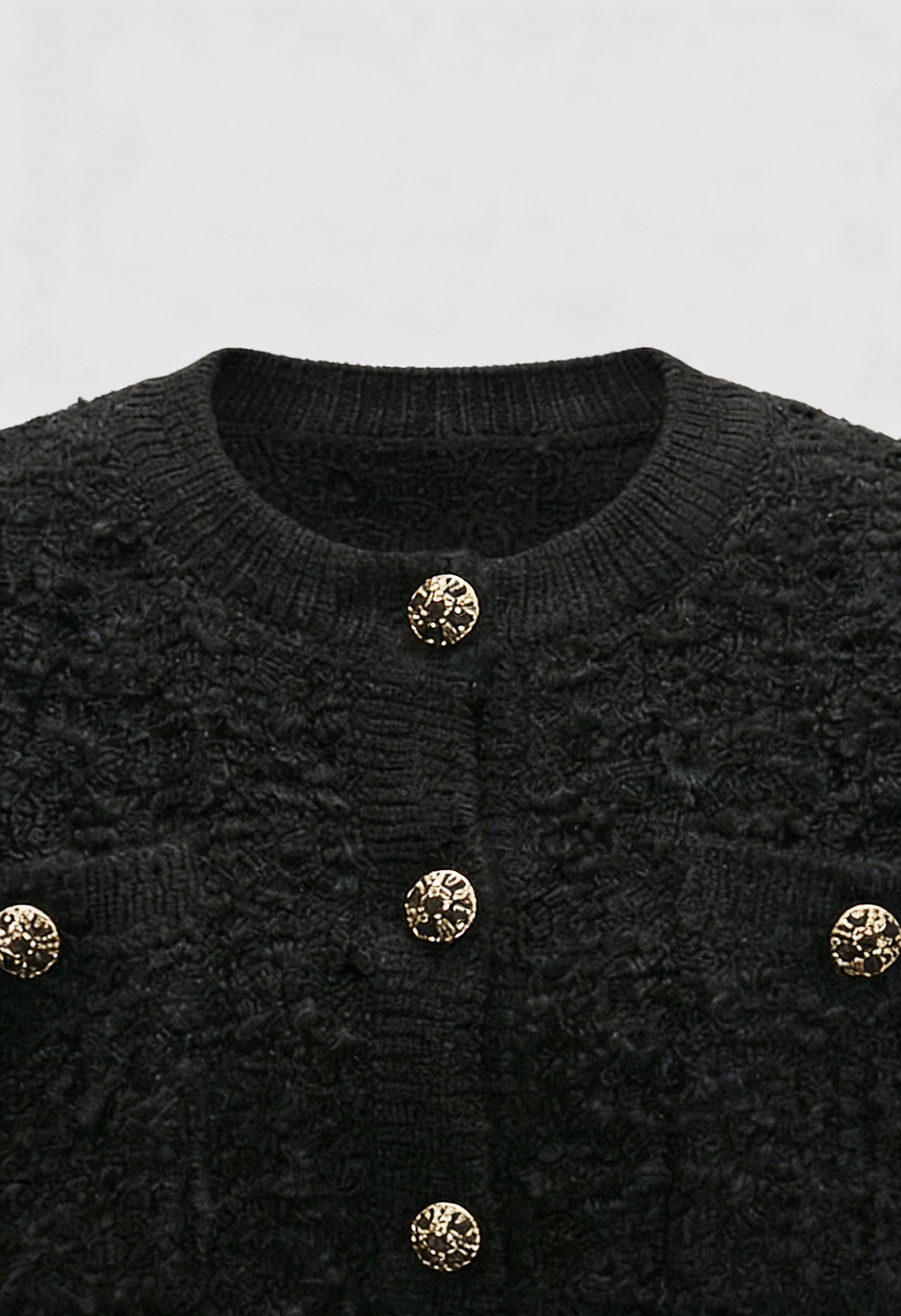 Cardigan Essenza | Maglia Tessuta | Bottoni Gioiello | Scollo Tondo | Fit Comodo