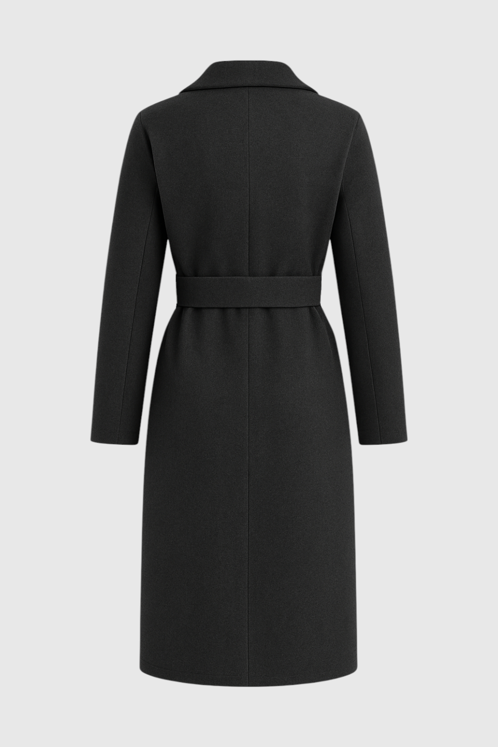 Cappotto Lungo con Cintura | Scollo a V, Patta con Bottoni, Slim Fit