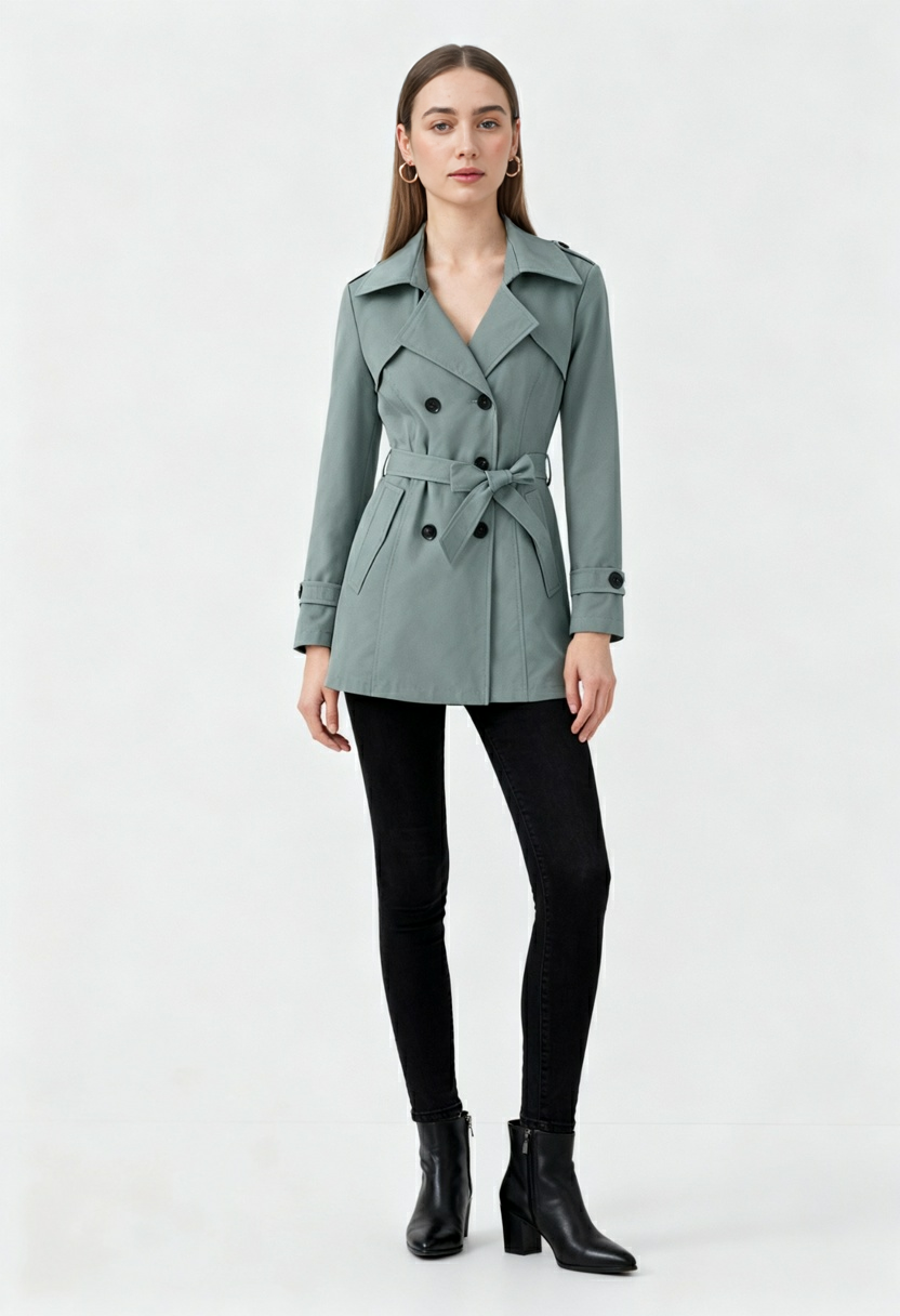Trench Coat Lungo | Vita Beltata, Doppio Petto, Maniche Lunghe