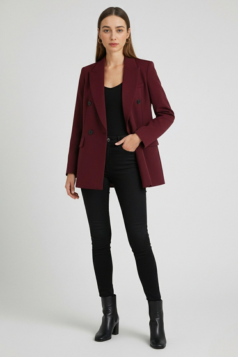 Blazer doppio petto con scollo a V e vestibilità relaxed