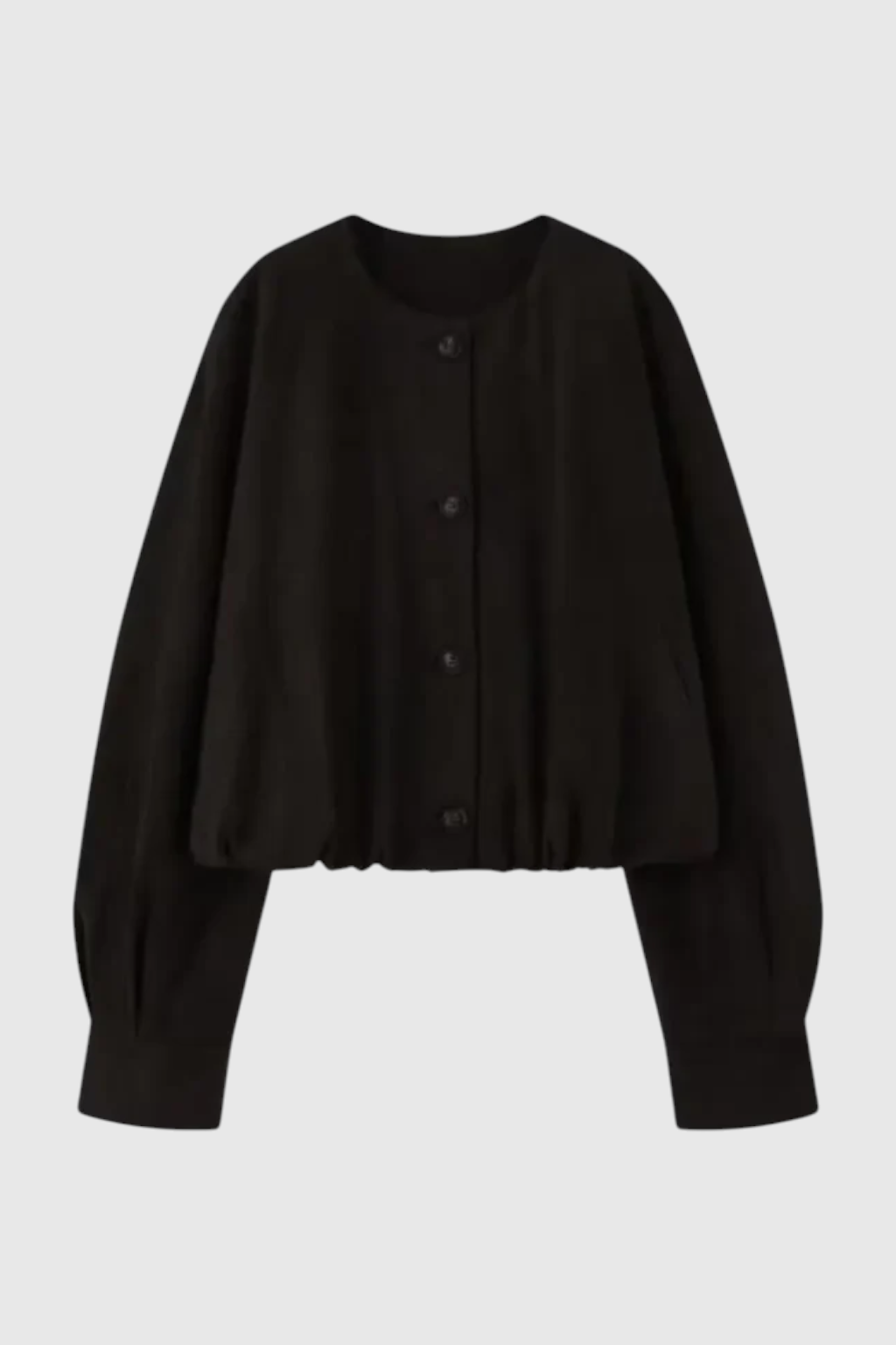 Giacca PU Collo Rotondo | Bottoni Fronte | Lunghezza Cropped | Maniche Raglan