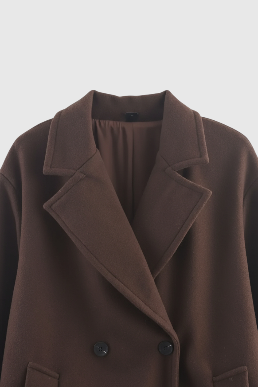 Cappotto Lungo Doppio Petto | Collo Scollo, Vestibilità Regolare, Aspetto Lana Pulita