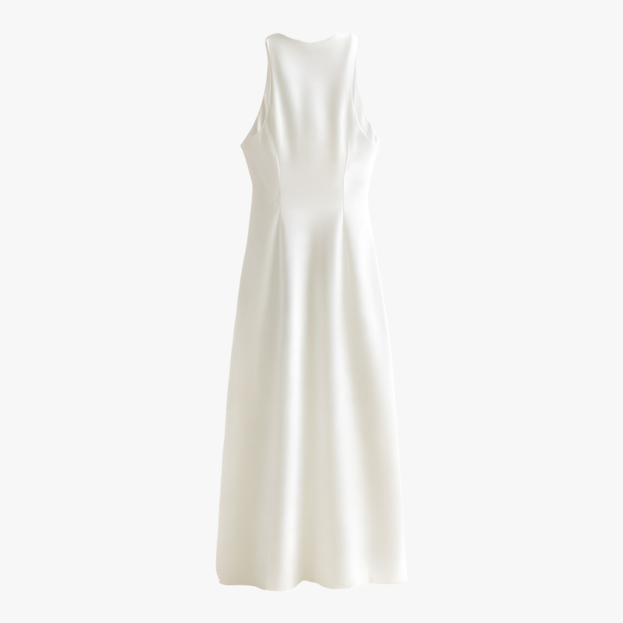 Abito Midi Satinato Ombra | Senza Maniche Scollo Drappeggiato A-Linea