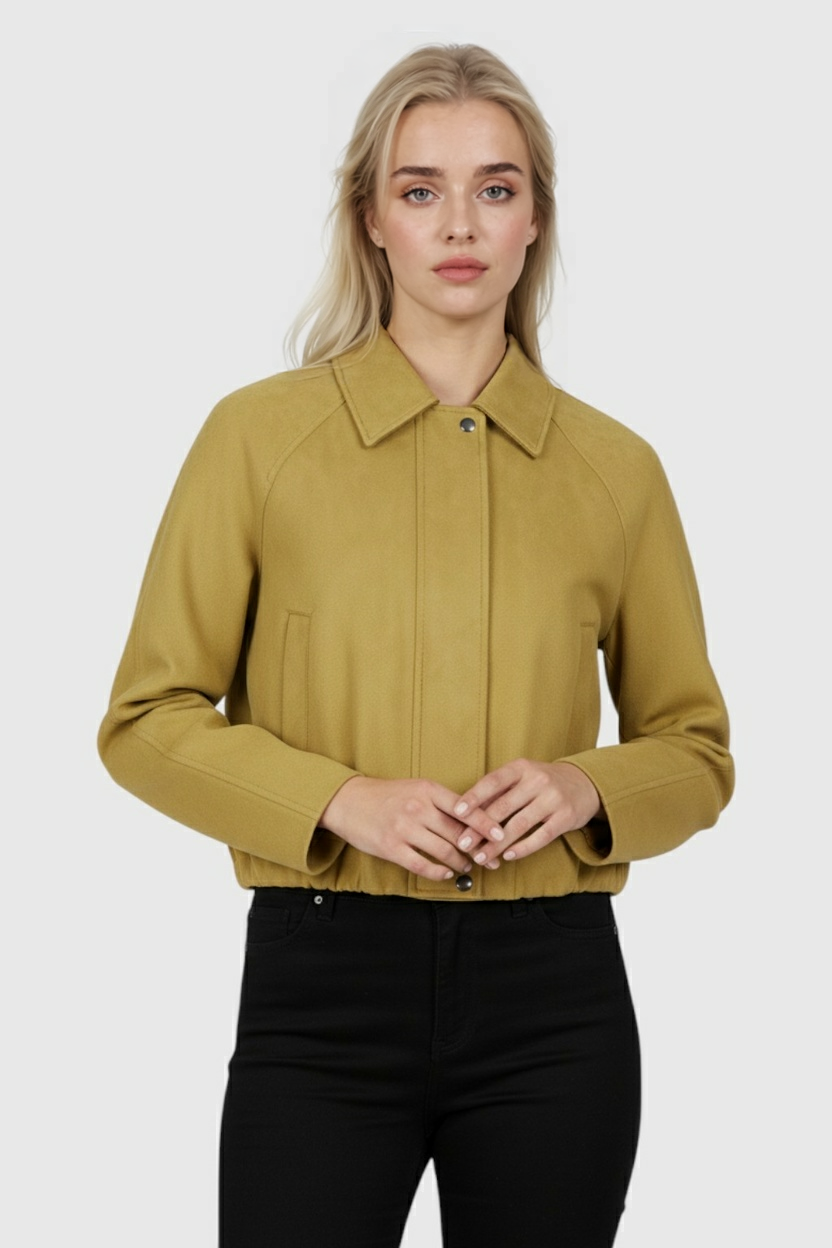 Giacca Effetto Suede | Lunghezza Cropped | Collo Ribattuto