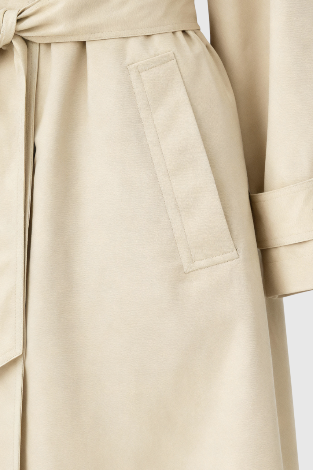 Trench Coat Lungo Drappeggiato | Doppio Petto, Vita Con Cintura, Vestibilità Relaxed