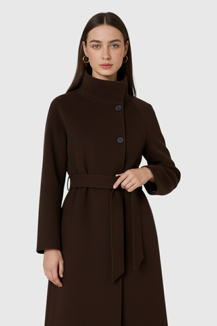 Cappotto Lungo Beltato | Single Breasted, Vestibilità Regular, Maniche Lunghe