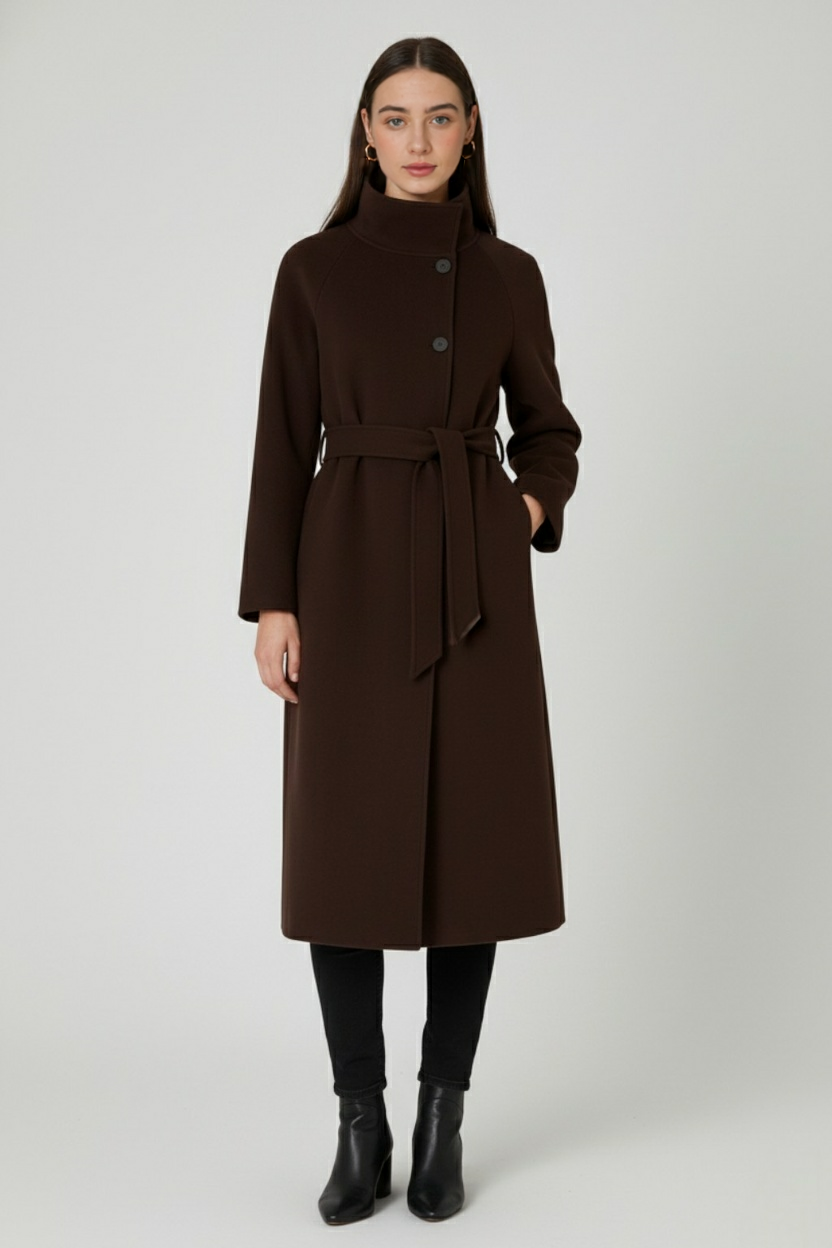 Cappotto Lungo Beltato | Single Breasted, Vestibilità Regular, Maniche Lunghe