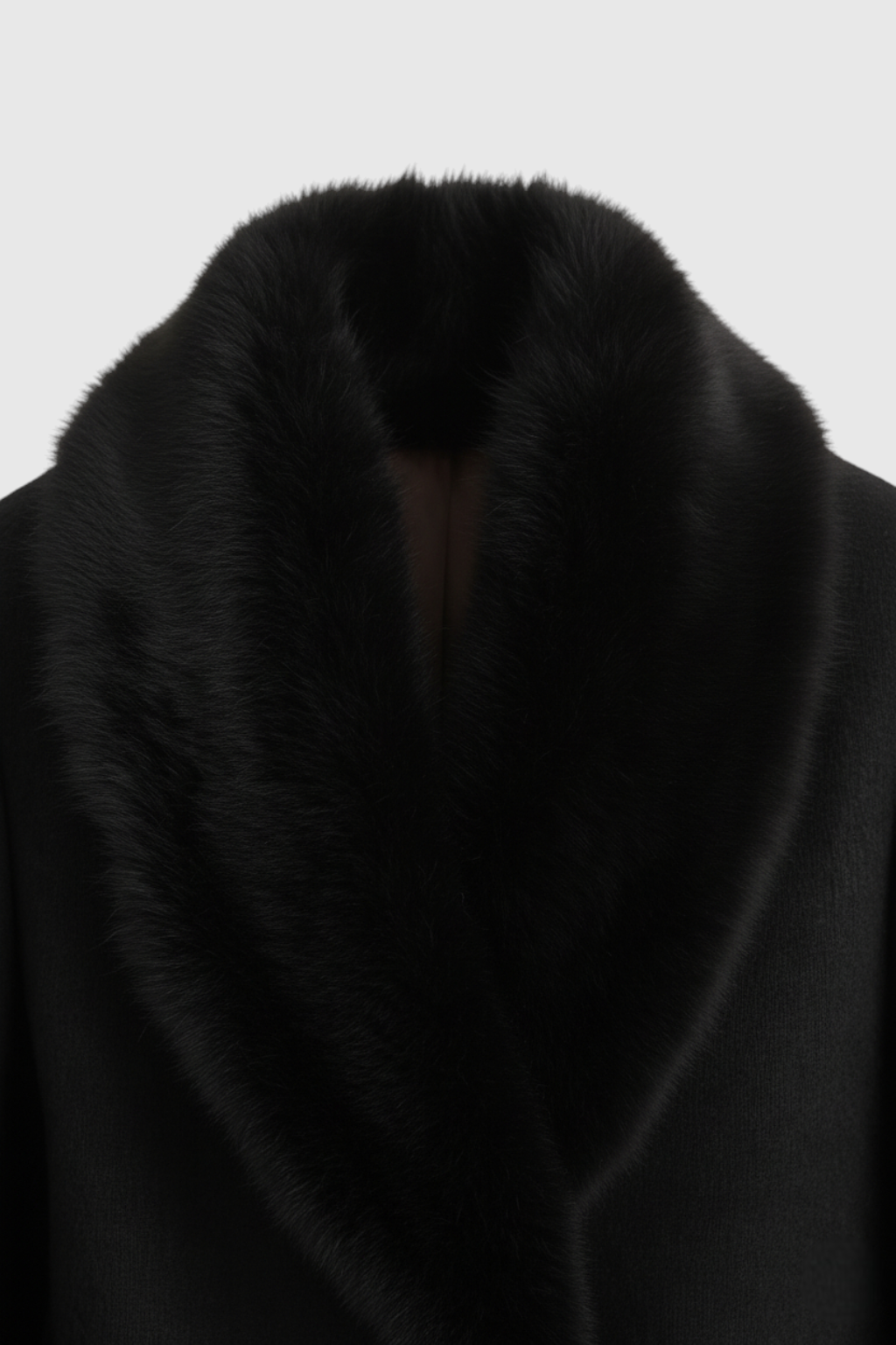 Cappotto Lungo Collo Pelliccia Sintetica | Cintura, Chiusura a Bottone Singolo