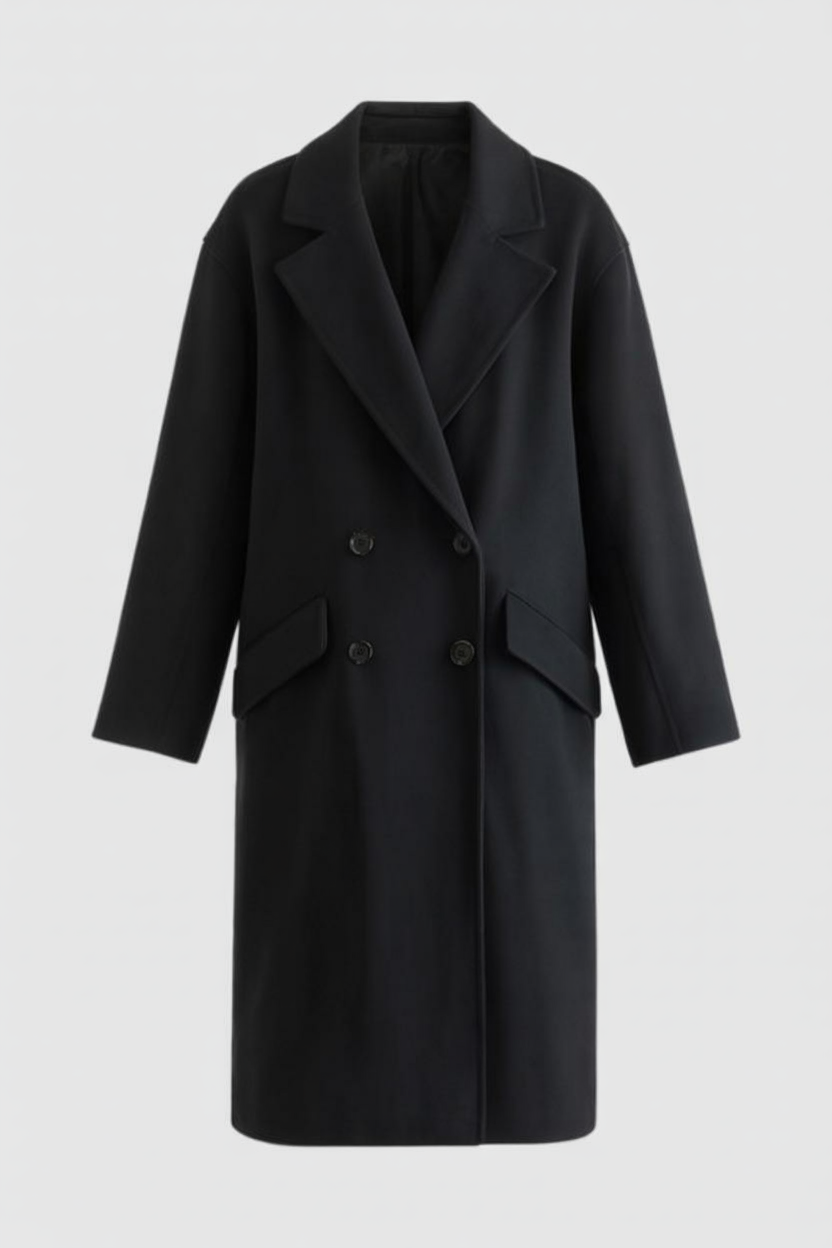 Cappotto Lungo Doppio Petto | Collo Revers, Tasche a Fazzoletto, Relaxed