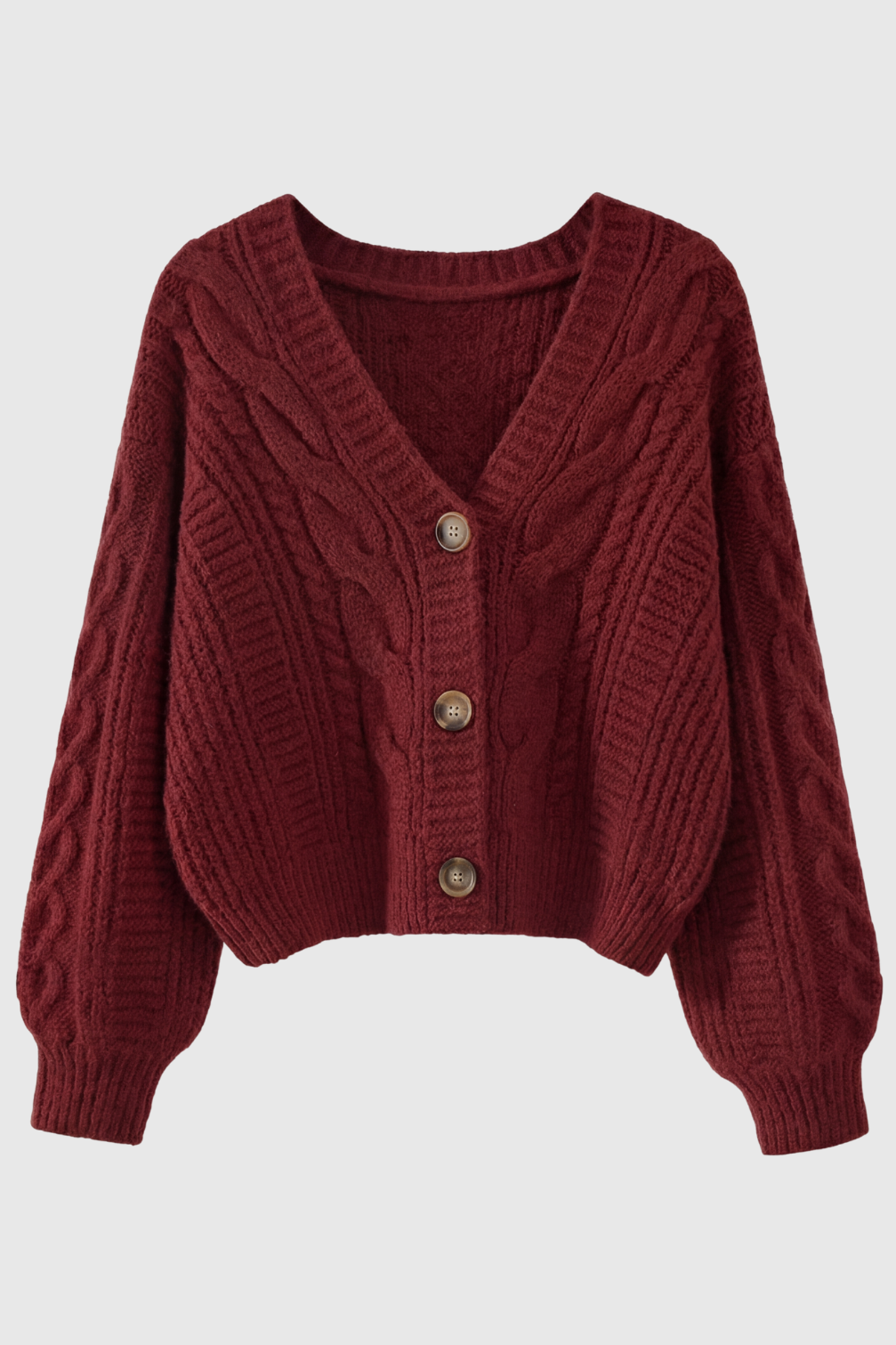 Cardigan V-Collo in Maglia a Trecce | Chiusura con Bottoni | Vestibilità Relaxed