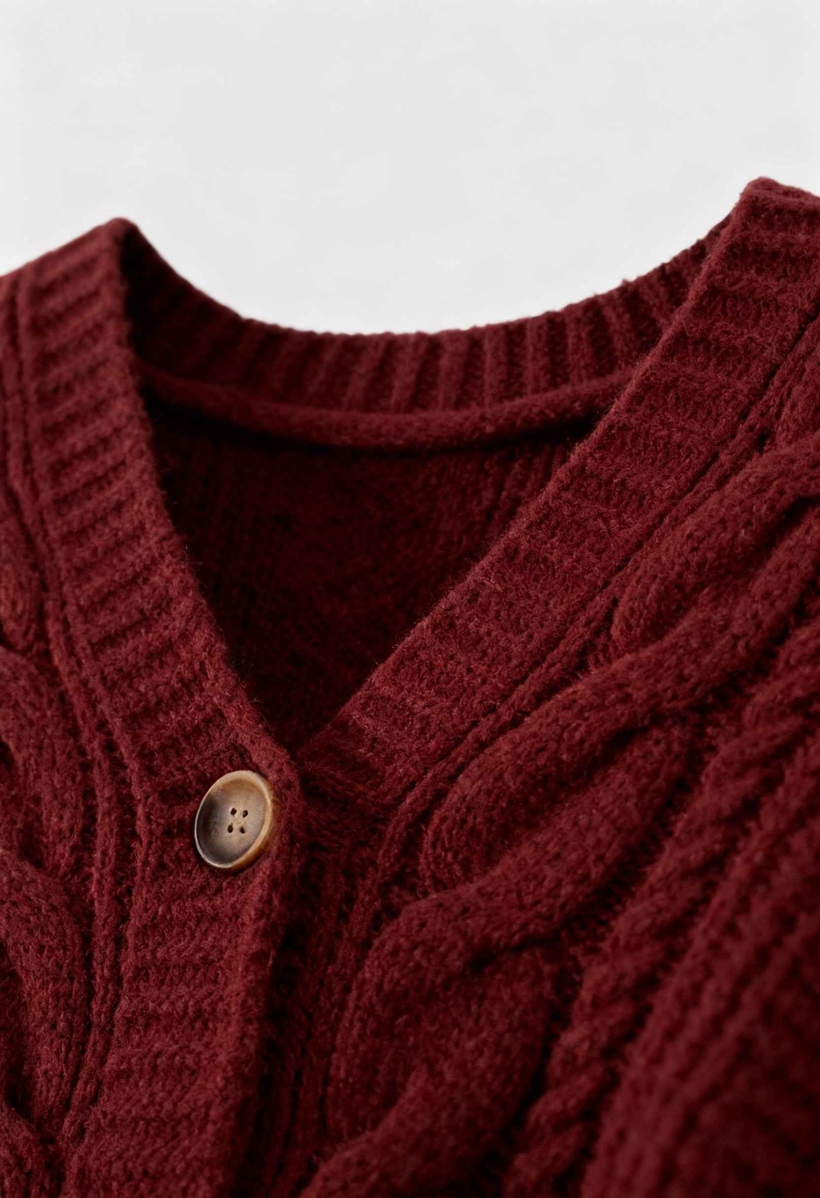 Cardigan V-Collo in Maglia a Trecce | Chiusura con Bottoni | Vestibilità Relaxed