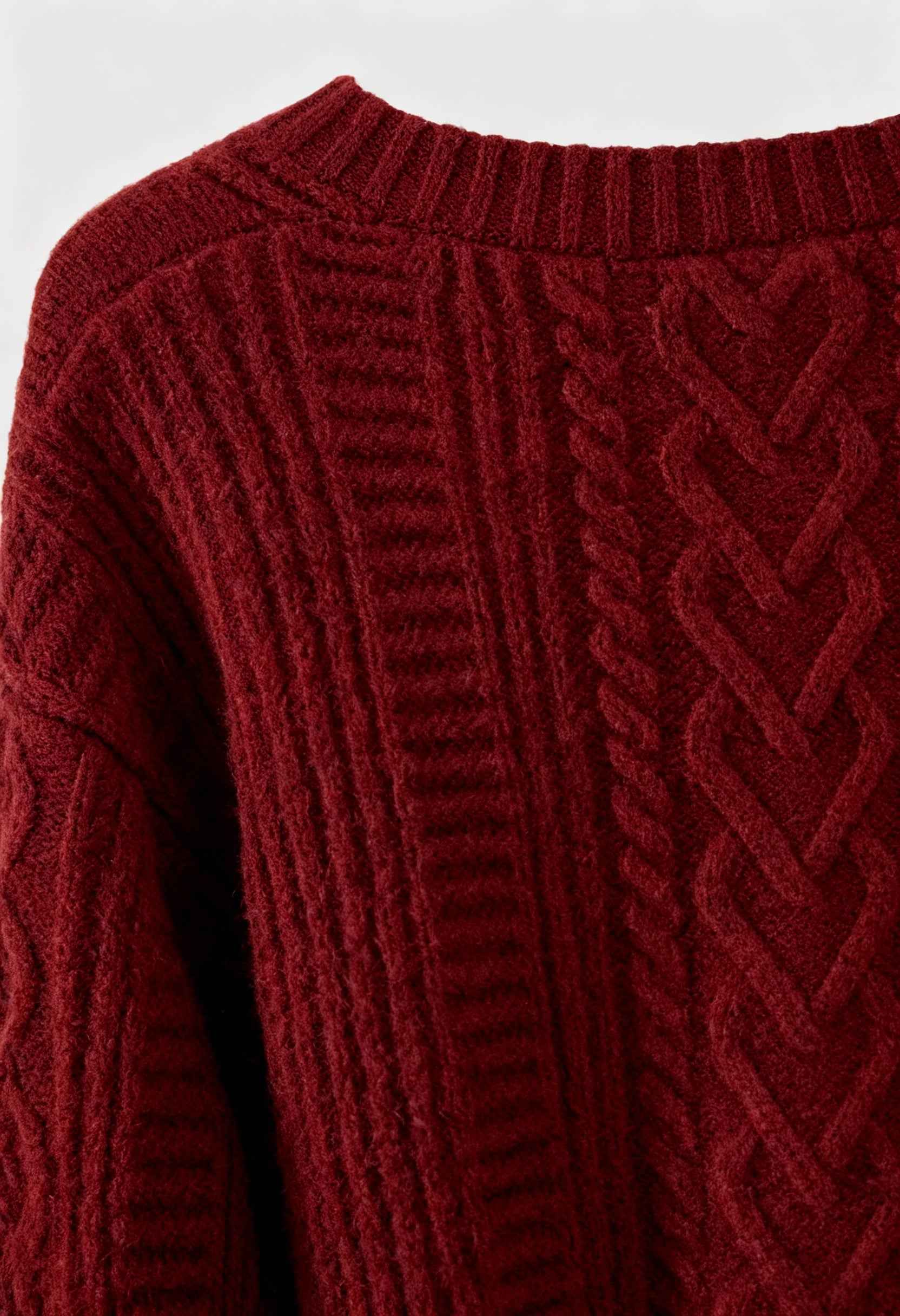 Cardigan V-Collo in Maglia a Trecce | Chiusura con Bottoni | Vestibilità Relaxed
