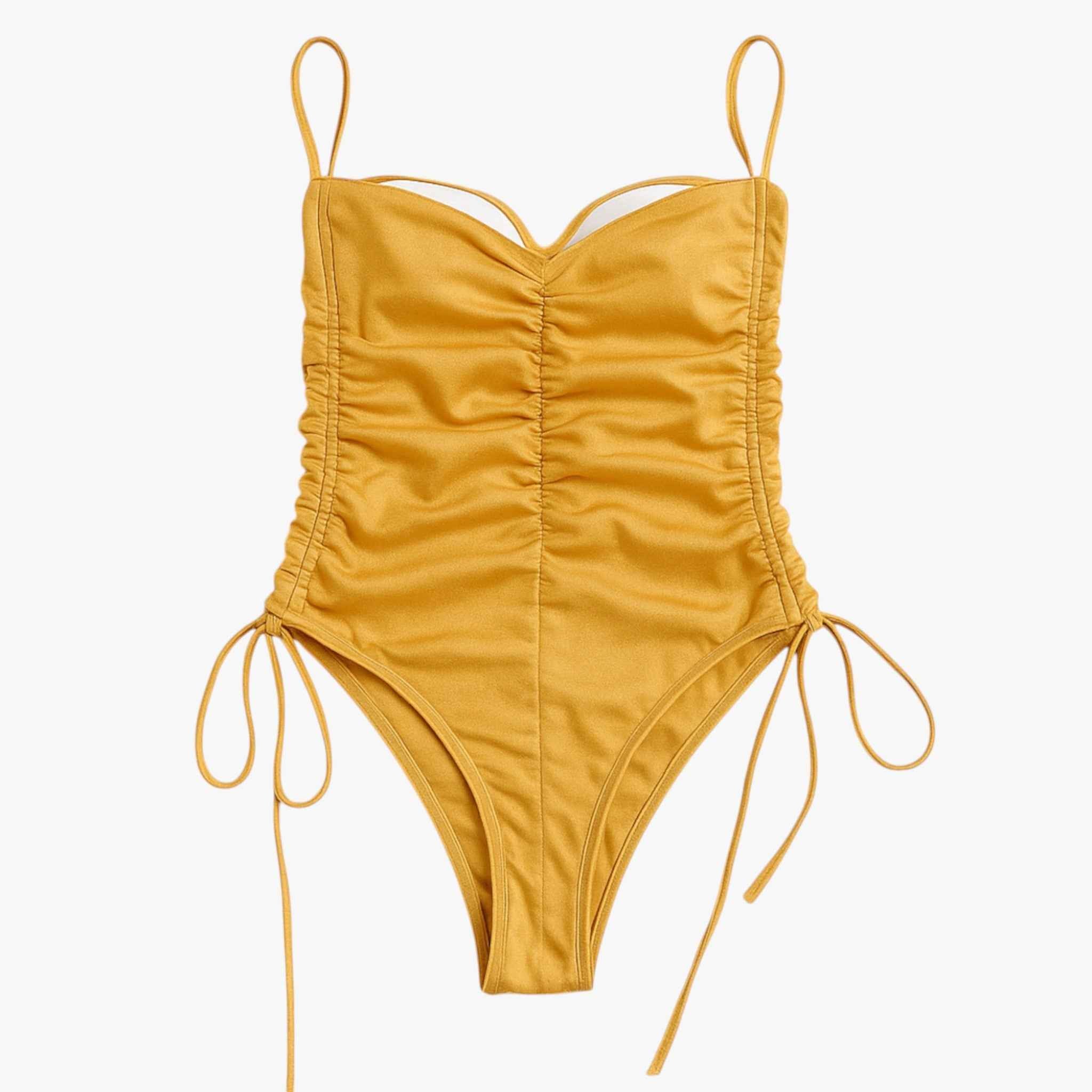 Costume Intero Senza Spalline Arricciato | Lacci Regolabili