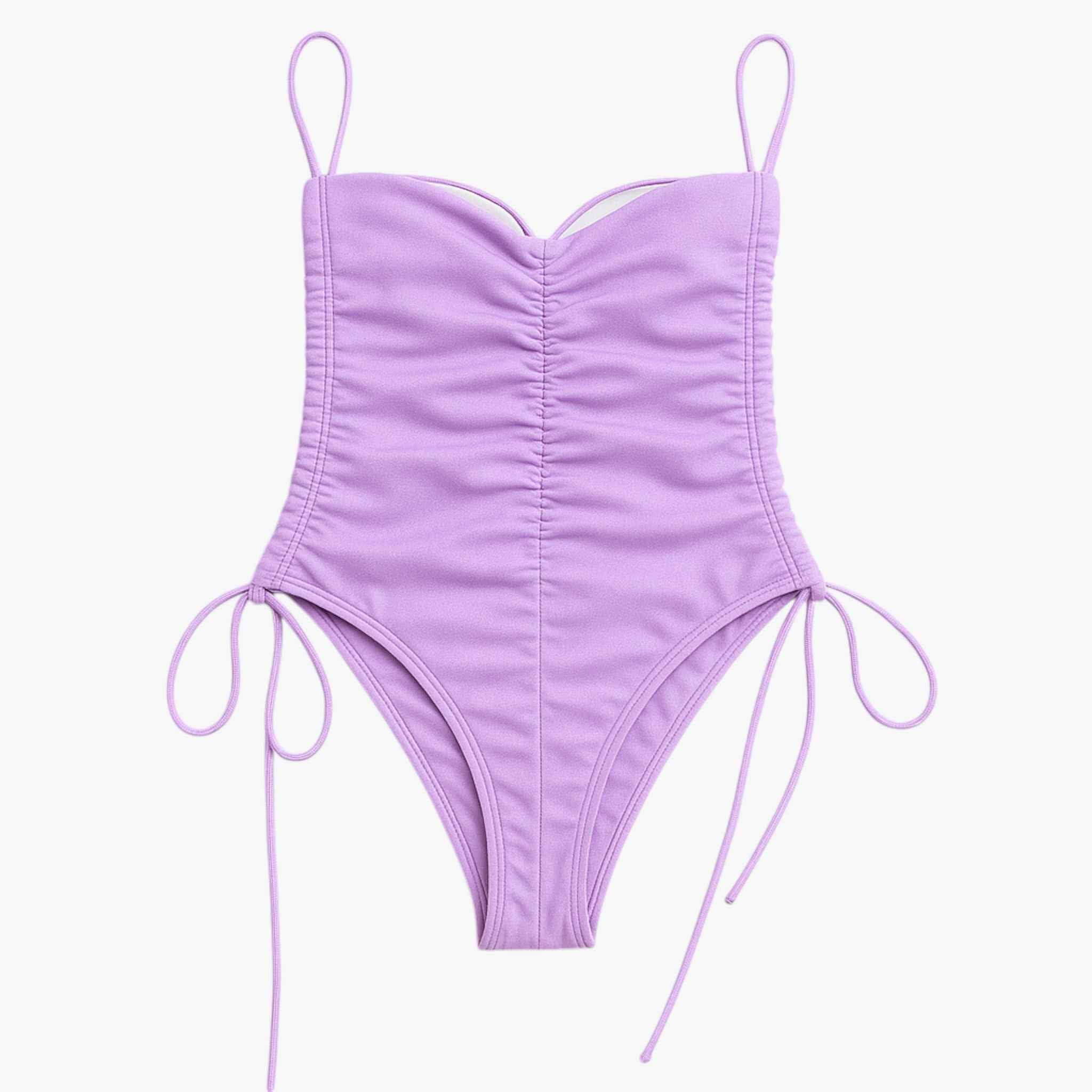 Costume Intero Senza Spalline con Arricciature | Legature Laterali Regolabili