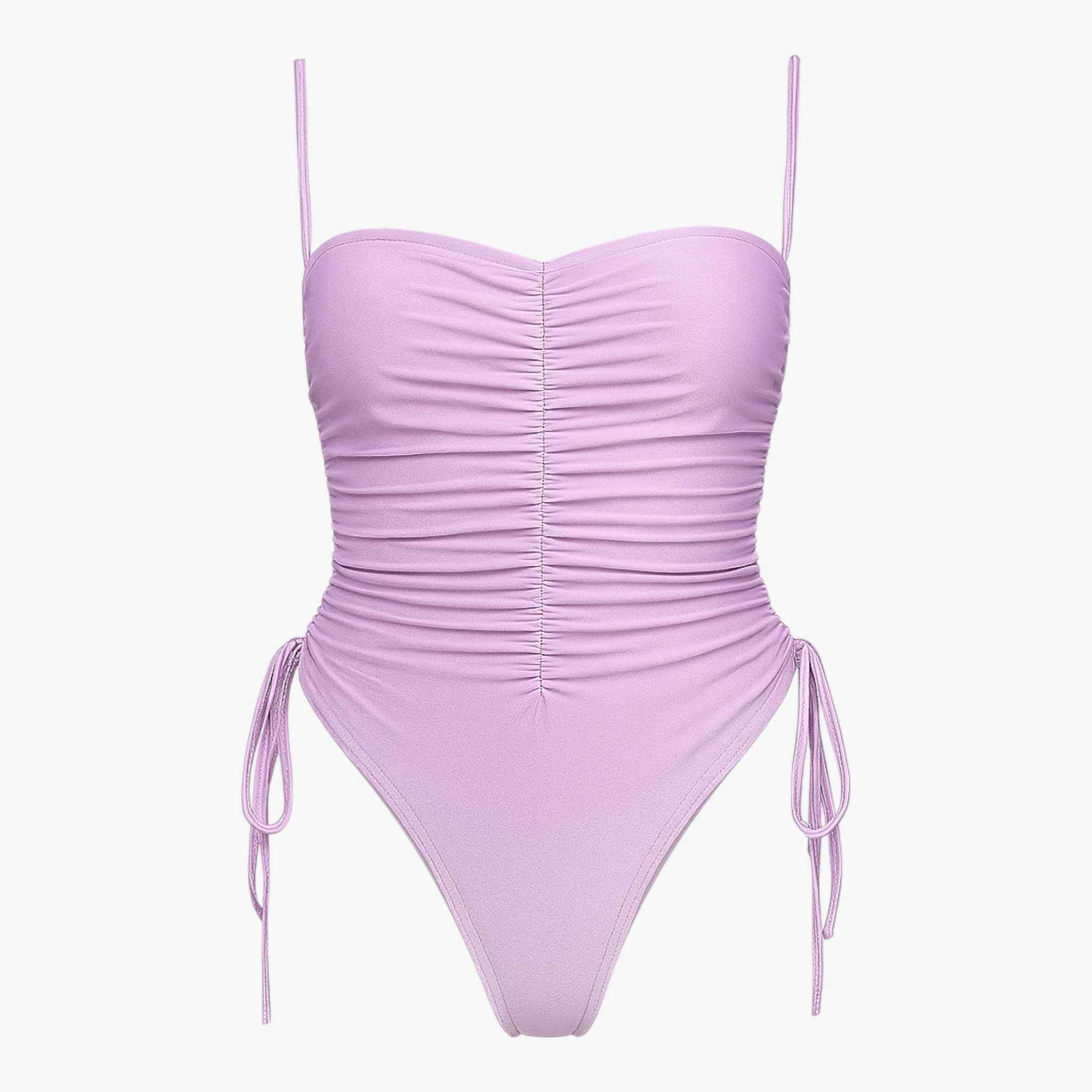 Costume Intero Senza Spalline con Arricciature | Legature Laterali Regolabili