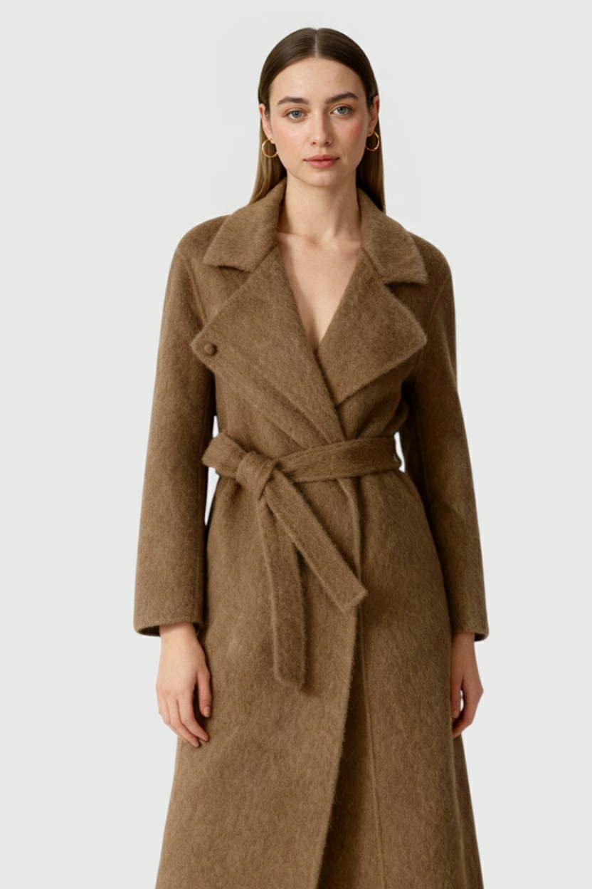 Cappotto Lungo con Belt | Collo Sciarpa | Fit A-Linea