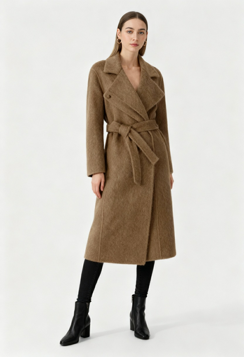 Cappotto Lungo con Belt | Collo Sciarpa | Fit A-Linea